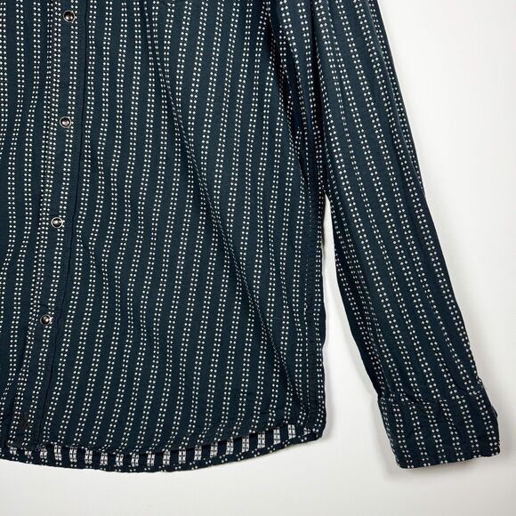 Cody James Western Shirt Mens Large Black White Stripe Sawtooth Pockets Snap - Picture 9 of 16